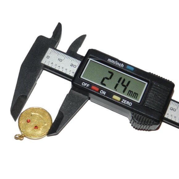 Happy Smiley Face Emoji Pendant in 14k Yellow Gold 2 Sided w Ruby - Picture 13 of 14